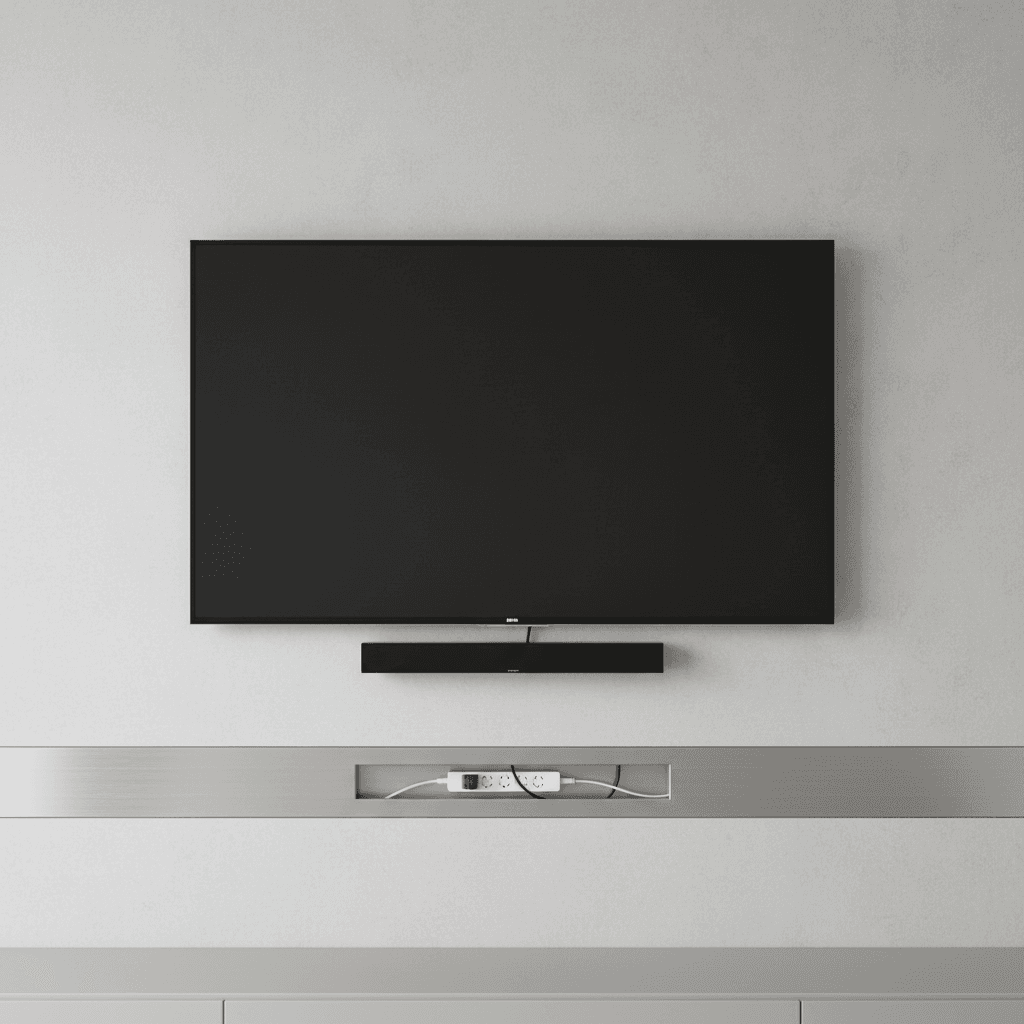 TV cables hidden behind the wall for a clean finished look