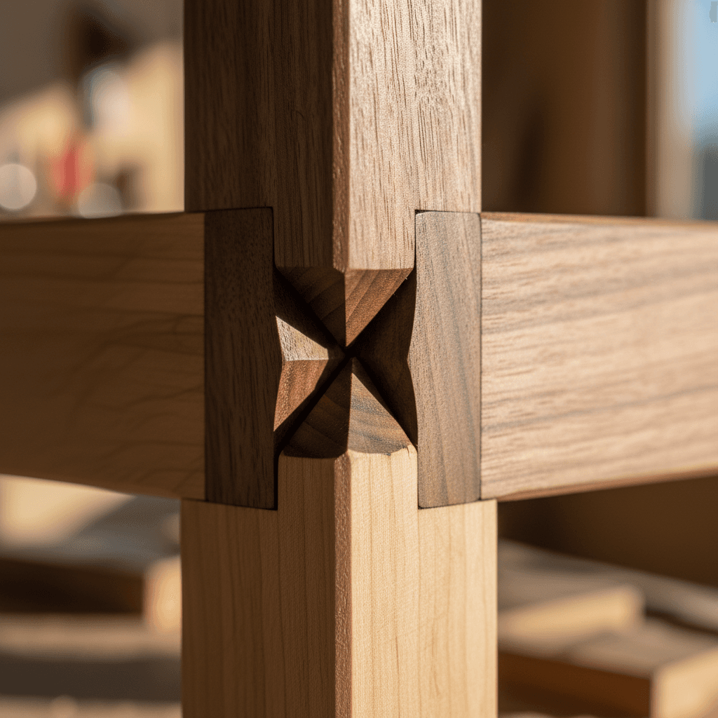 Close-up of dovetail joinery on a drawer