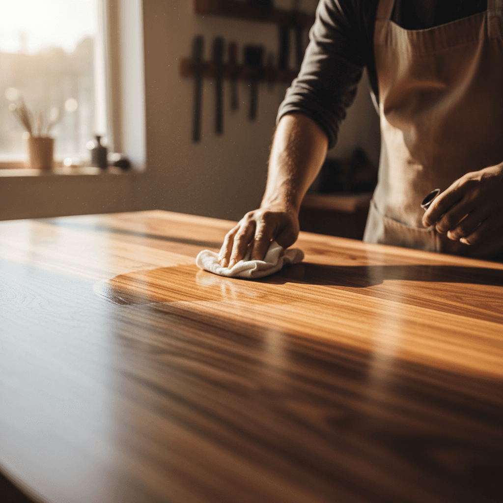 Routing a curved edge on an oak tabletop