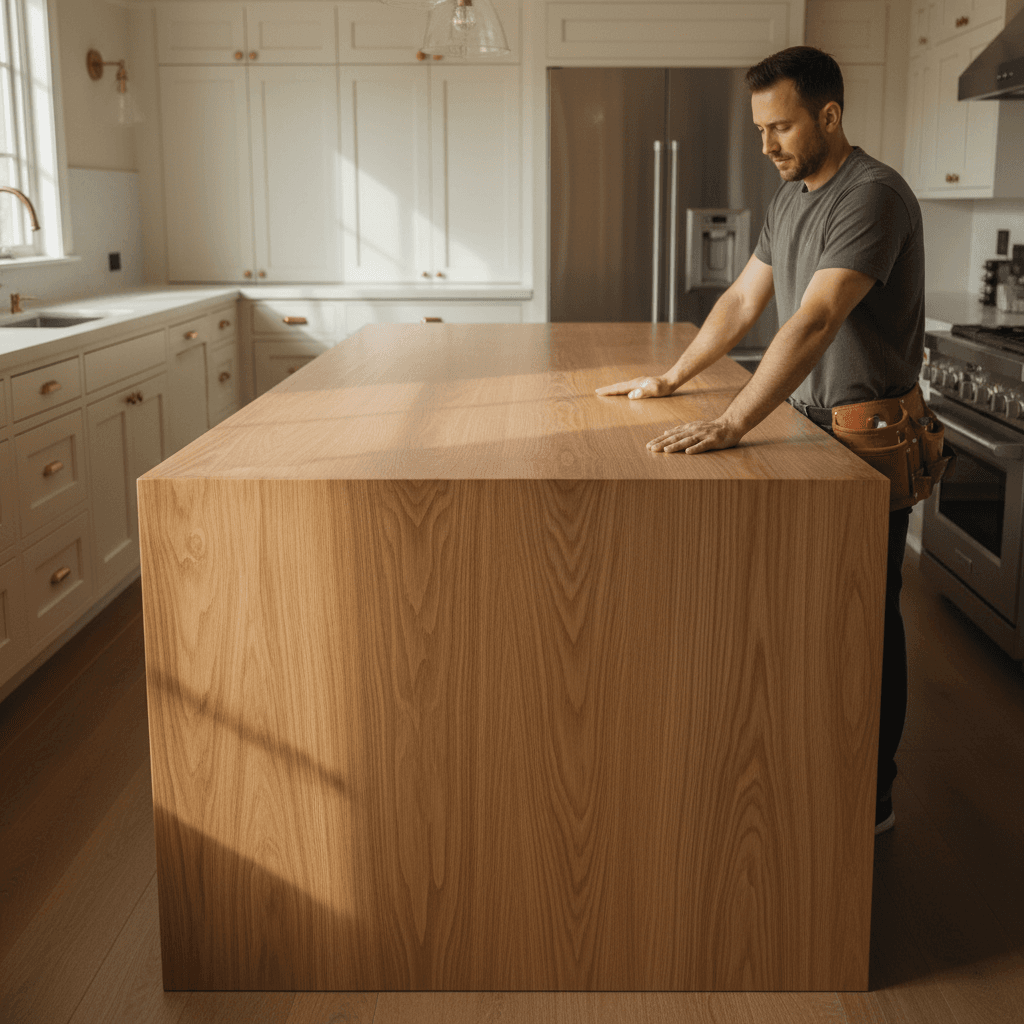 Installing a butcher-block countertop on a kitchen island